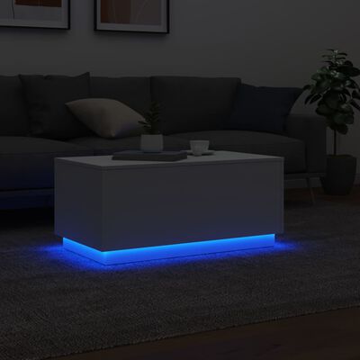 vidaXL Salontafel met LED-verlichting 90x50x40 cm wit