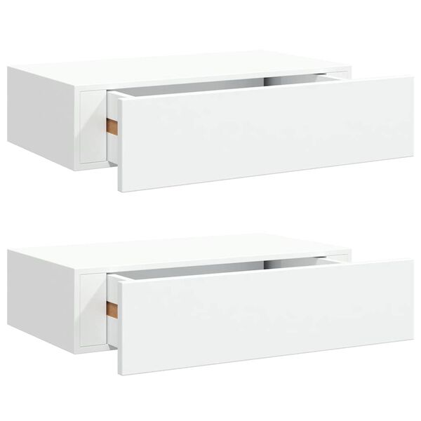 vidaXL Wandschappen 2 st met lade 40x23,5x10 cm MDF wit