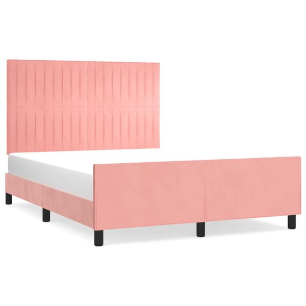 vidaXL Bedframe met hoofdeinde fluweel roze 140x200 cm