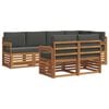 vidaXL Hoekbank Set 7 pcs Natuurlijk en Antraciet Massief Acaciahout