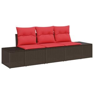 vidaXL Tuinbankenset 3 st Bruin en Rood poly rattan