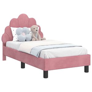 vidaXL Peuterbedframe met hoofdbord Roze 70 x 140 cm Fluweel