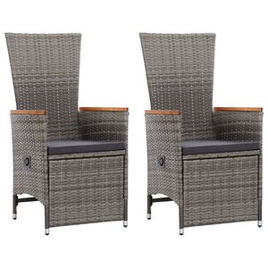 vidaXL Tuinstoelen 2 st verstelbaar met kussens poly rattan grijs