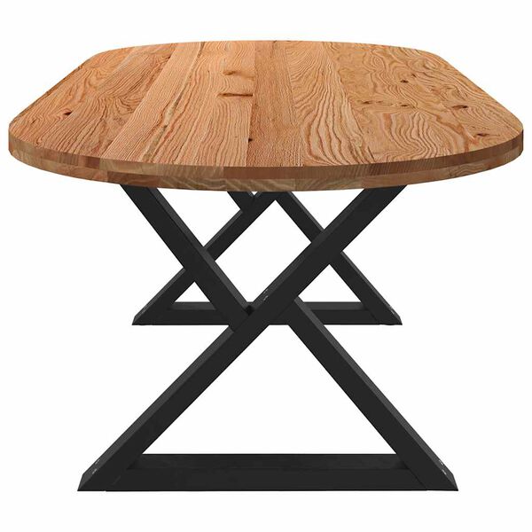 vidaXL Eettafel 220x100x74 cm ovaal massief eikenhout lichtbruin