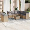 vidaXL 10-delige Loungeset met kussens poly rattan beige