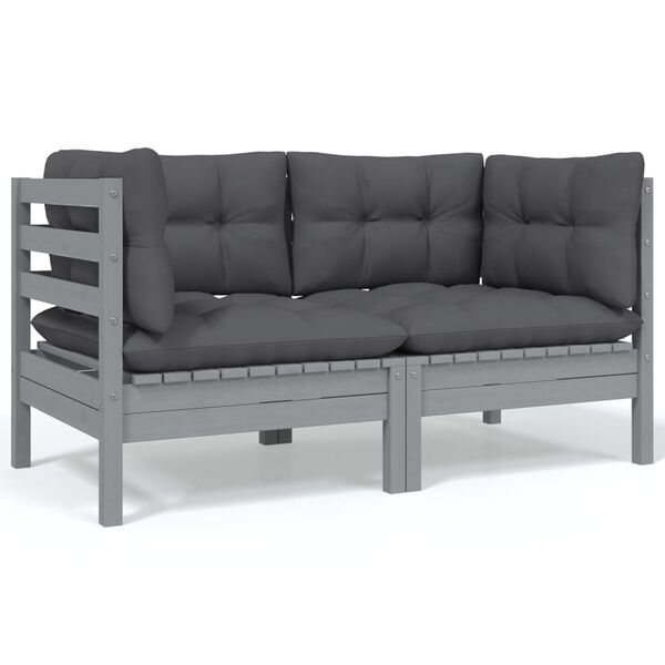 vidaXL 4-delige Loungeset met kussens massief grenenhout