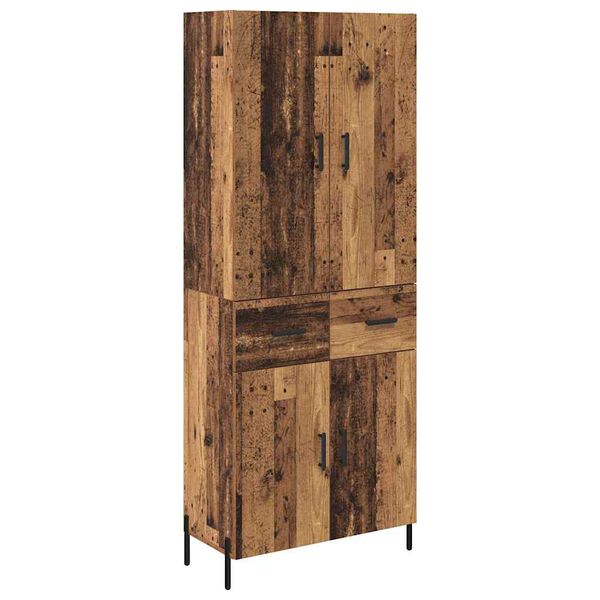 vidaXL Highboard met lade Oud Hout 69,5 x 34 x 180 cm Bewerkt hout