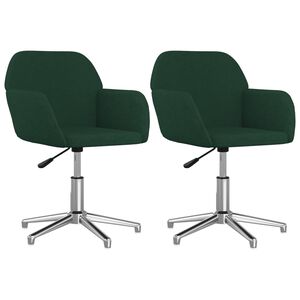 vidaXL Eetkamerstoelen draaibaar 2 st stof donkergroen