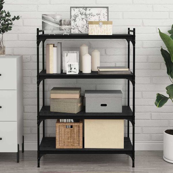 vidaXL Boekenplank Bord 4 pcs Zwart 80 x 40 x 1,5 cm Bewerkt hout