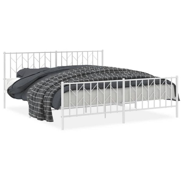 vidaXL Bedframe met hoofd- en voeteneinde metaal wit 180x200 cm