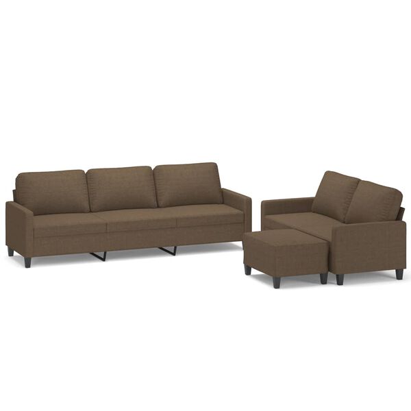 vidaXL 3-delige Loungeset met kussens stof bruin