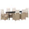 vidaXL Tuin eettafelset 7 st Beige poly rattan