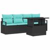 vidaXL Tuin Sofa Set met opslag met kussen 5 pcs Zwart poly rattan