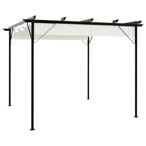 vidaXL Pergola met uitschuifbaar dak 3x3 m staal cr&eacute;mewit