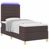vidaXL LED Box Spring Bed met matras Donkerbruin 90 x 190 cm Stof