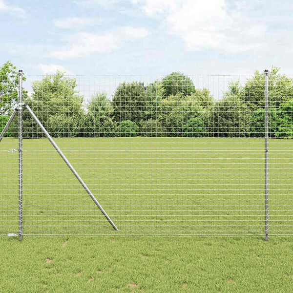 vidaXL Hek Post Anders 26 pcs Grijs 3,2 x 3,2 x 210 cm Staal