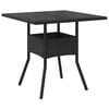 vidaXL Tuintafel met glazen blad 80x80x75 cm poly rattan zwart