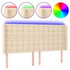 vidaXL Hoofdbord LED 163x16x118/128 cm stof cr&egrave;mekleurig
