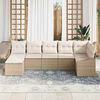 vidaXL Tuin Sofa Set met kussen 7 pcs Beige en Crème poly rattan
