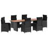 vidaXL Buiten eettafelset 7 st Zwart poly rattan