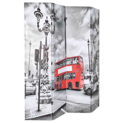 vidaXL Kamerscherm inklapbaar Londen bus 160x170 cm zwart en wit