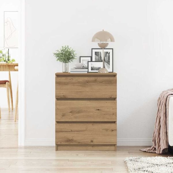 vidaXL Dressoir 60x35x76 cm bewerkt hout artisanaal eikenkleur