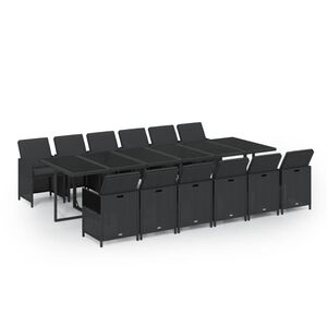 vidaXL 13-delige Tuinset met kussens poly rattan zwart