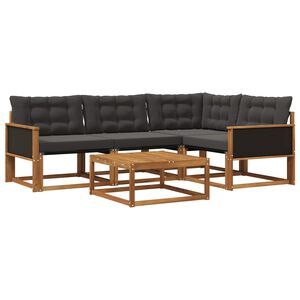 vidaXL Buiten bankenset met kussen 5 pcs Naturel en Zwart