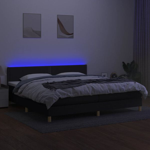vidaXL Boxspring met matras en LED stof zwart 200x200 cm