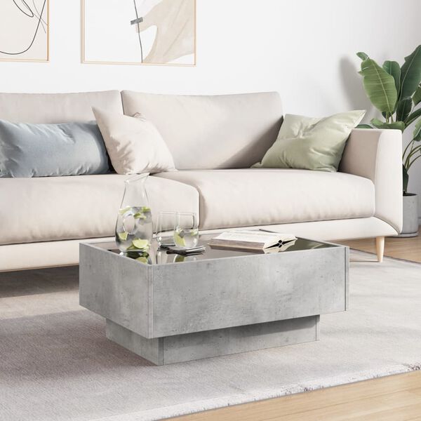 vidaXL Salontafel met LED 70x50x30 cm bewerkt hout betongrijs