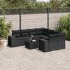 vidaXL 9-delige Loungeset met kussens poly rattan zwart