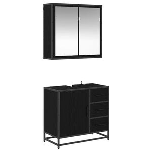 vidaXL Badkamermeubelset 2 st Zwart Eiken 65 x 33 x 60 cm Bewerkt hout