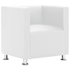 vidaXL Fauteuil kubus kunstleer wit