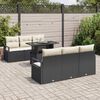 vidaXL Tuin Sofa Set met opslag 7 pcs Zwart en Cr&egrave;me poly rattan
