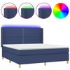 vidaXL Boxspring met matras en LED stof blauw 160x200 cm