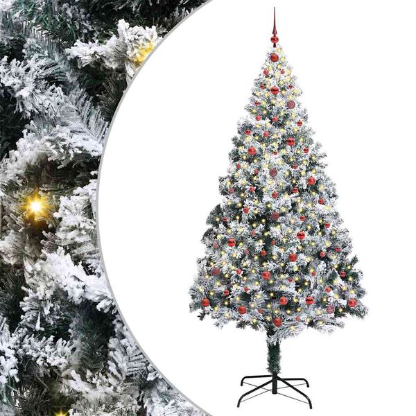 vidaXL Kunstkerstboom met 300 LED Wit 240 cm PVC en Staal en Kunststof