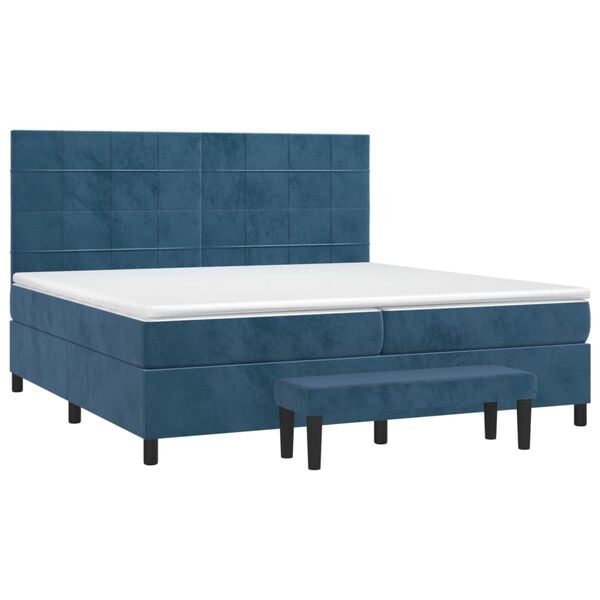 vidaXL Boxspring met matras fluweel donkerblauw 200x200 cm