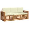 vidaXL Sofa-Sets 3 pcs Natuurlijk en Cr&egrave;me Massief Acaciahout