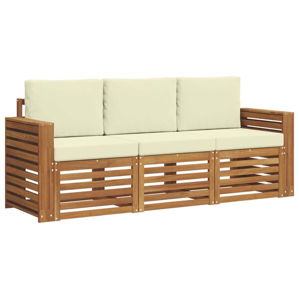 vidaXL Sofa-Sets 3 pcs Natuurlijk en Cr&egrave;me Massief Acaciahout