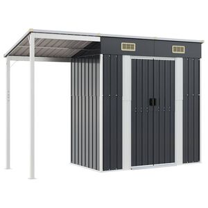 vidaXL Tuinschuur met verlengd dak 277x107x181 cm staal antraciet