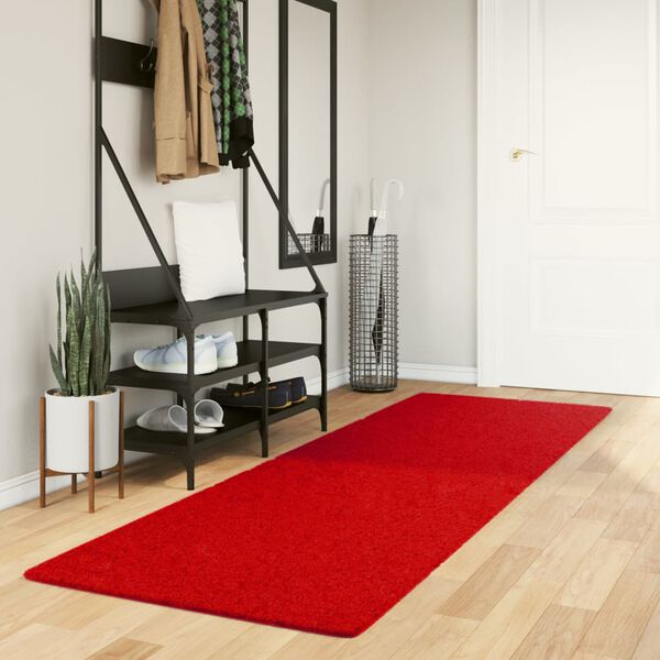 vidaXL Vloerkleed HUARTE laagpolig zacht wasbaar 80x250 cm rood