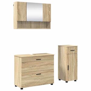 vidaXL Badkamermeubelset 3 st Sonoma Eiken Geperst Hout en Metaal