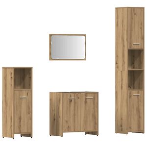 vidaXL 4-delige Badkamermeubelset bewerkt hout artisanaal eikenkleur