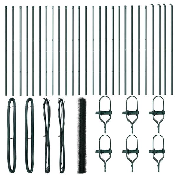 vidaXL Afrasteringspaal Groen 50 x 1,5 m (50 mm gaas) Staal en PVC