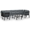 vidaXL 8-delige Loungeset poly rattan zwart en grijs
