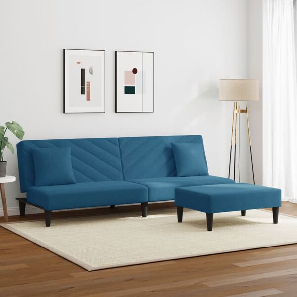 vidaXL 2-delige Loungeset met kussens fluweel blauw