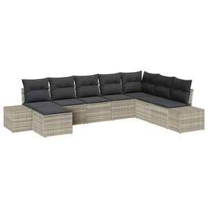 vidaXL Tuin Sofa Set met kussen 8 pcs Lichtgrijs poly rattan