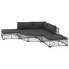 vidaXL 6-delige Loungeset met kussens poly rattan grijs