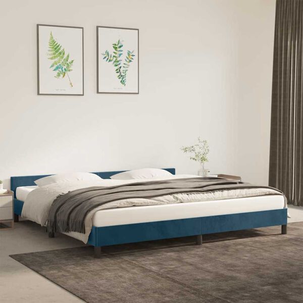 vidaXL Bedframe zonder matras 200x200 cm fluweel donkerblauw