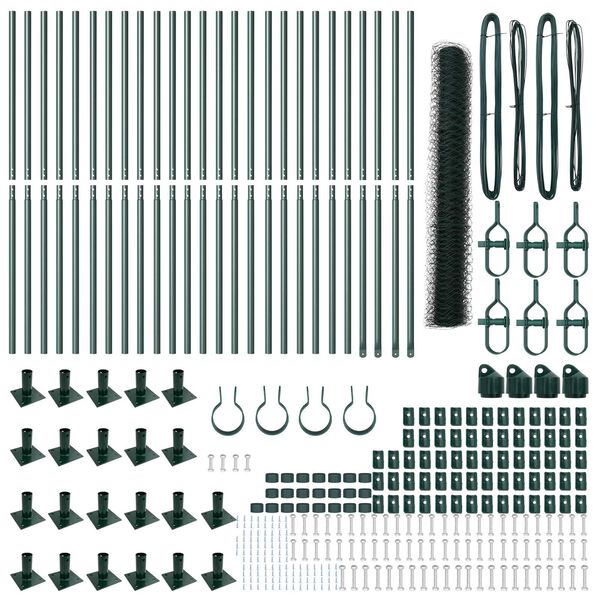 vidaXL Afrasteringspaal Groen 50 x 1,2 m (36 mm gaas) Staal en PVC